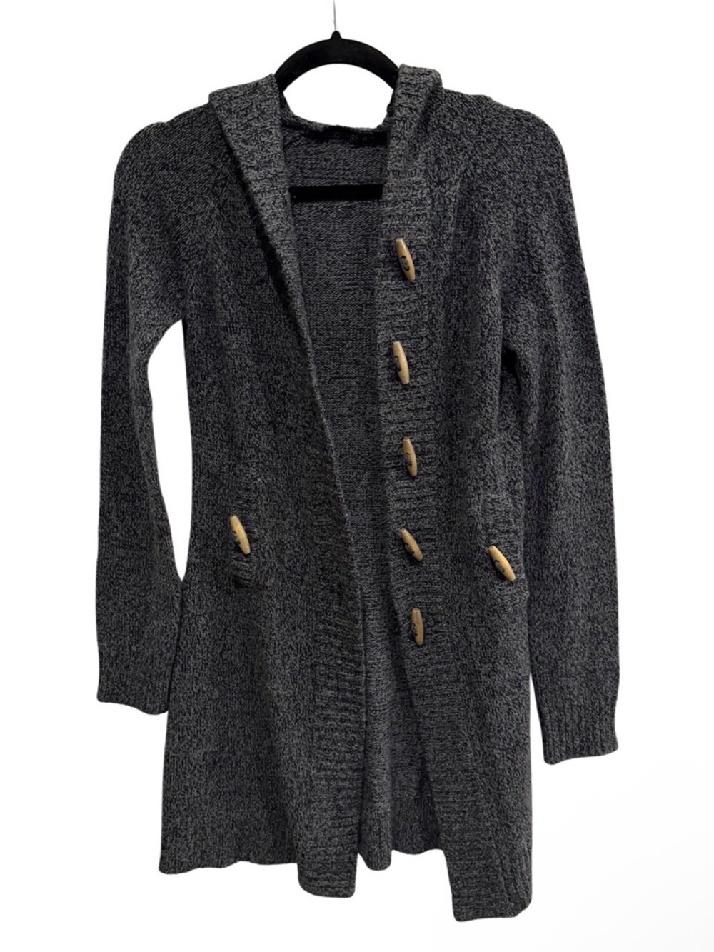 Takeout Women's Hooded Toggle Cardigan - Charcoal Gray